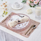 6-Pack Table Mats Wheat Design Rose Gold - Vinyl Rectangle Non-Slip Surface for Stylish Settings 12"x18"