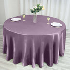 Satin 120" Round Tablecloth Violet Amethyst - Stylish Seamless Table Cover