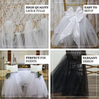 Lace and Tulle Chair Cover Skirt for Wedding Chairs Ivory - Stylish Tutu Slipcover for Sophisticated Event Decor