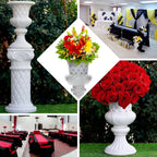 2 Pack White Crystal Beaded Italian Inspired Pedestal Stand Flower Plant Pillar With 10mm Crystal Studs - 18" Tall PVC