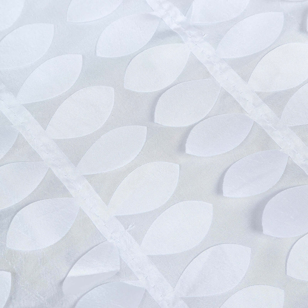 Taffeta 54"x54" Table Overlay Square Tablecloth White | Exquisite 3D Leaf Petal Design for Chic Wedding & Event Decor