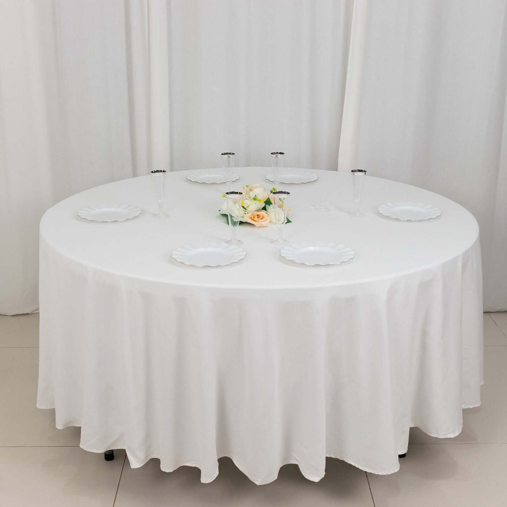 100% Cotton 108" Round Tablecloth White Linen - Sophisticated, Soft & Breathable Table Cover