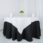 100% Cotton 70"x70" Table Overlay Square Tablecloth White Linen - Sophisticated, Soft & Breathable Fabric Table Cover