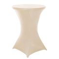 Spandex 30" Round Cocktail Table Cover Beige - Easy to Maintain Stretch Fitted Highboy Tablecloth