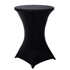 Spandex 30" Round Cocktail Table Cover Black - Easy to Maintain Stretch Fitted Highboy Tablecloth for Stylish Events