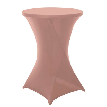 Spandex 30" Round Cocktail Table Cover Dusty Rose - Easy to Maintain Stretch Fitted Highboy Tablecloth