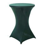 Spandex 30" Round Cocktail Table Cover Hunter Emerald Green - Easy to Maintain Stretch Fitted Highboy Tablecloth