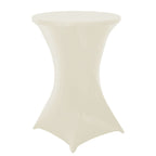 Spandex 30" Round Cocktail Table Cover Ivory - Easy to Maintain Stretch Fitted Highboy Tablecloth