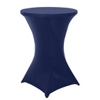 Spandex 30" Round Cocktail Table Cover Navy Blue - Easy to Maintain Stretch Fitted Highboy Tablecloth