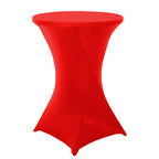 Spandex 30" Round Cocktail Table Cover Red - Easy to Maintain Stretch Fitted Highboy Tablecloth