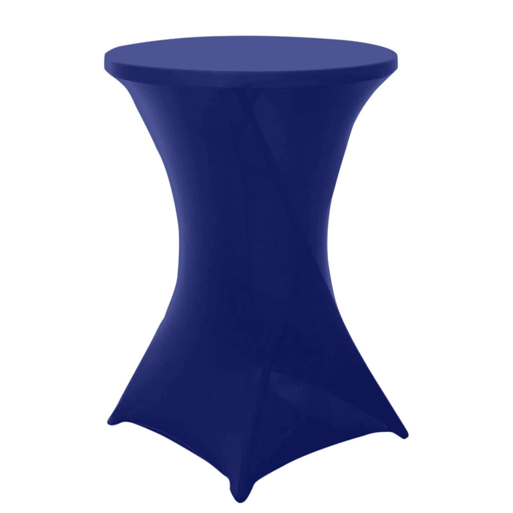 Spandex 30" Round Cocktail Table Cover Royal Blue - Easy to Maintain Stretch Fitted Highboy Tablecloth