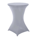 Spandex 30" Round Cocktail Table Cover Silver - Easy to Maintain Stretch Fitted Highboy Tablecloth