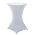 Spandex 30" Round Cocktail Table Cover White - Easy to Maintain Stretch Fitted Highboy Tablecloth for Stylish Events