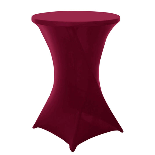 Spandex 30" Round Cocktail Table Cover Burgundy - Easy to Maintain Stretch Fitted Highboy Tablecloth - NestOCart