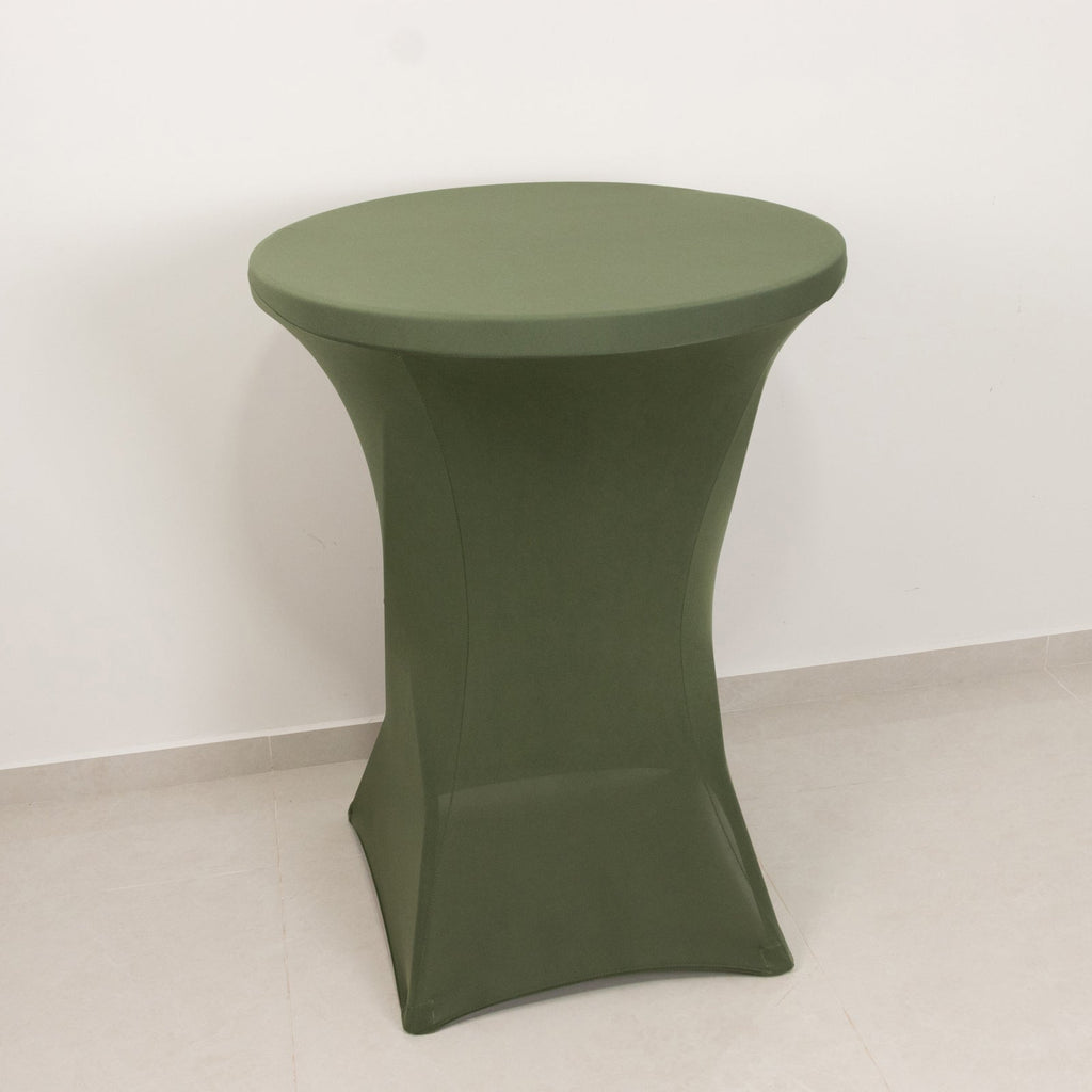 Spandex 30" Round Cocktail Table Cover Dusty Sage Green - Easy to Maintain Stretch Fitted Highboy Tablecloth - Bell Racket Store