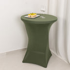 Spandex 30" Round Cocktail Table Cover Dusty Sage Green - Easy to Maintain Stretch Fitted Highboy Tablecloth - Bell Racket Store