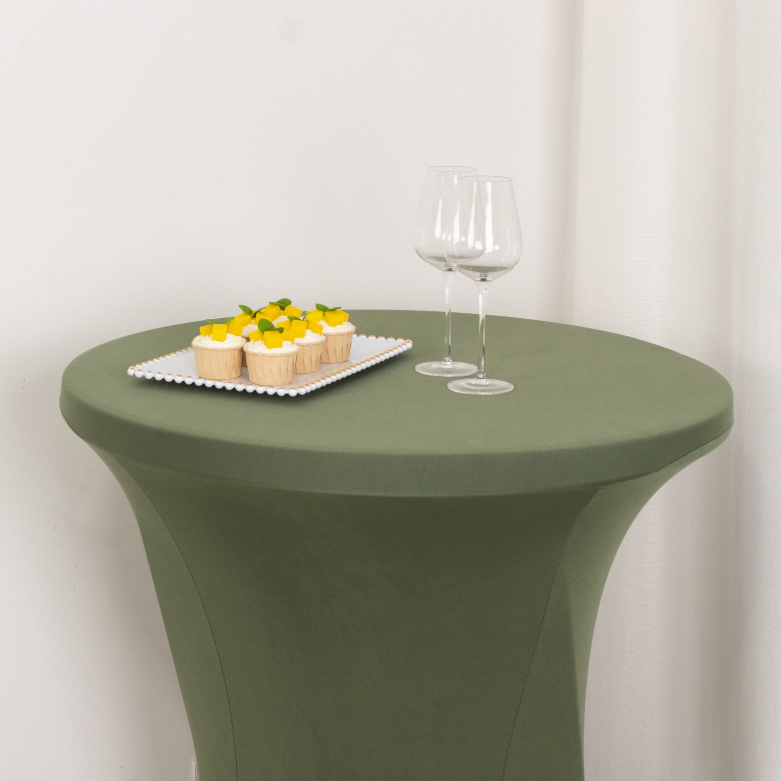 Spandex 30" Round Cocktail Table Cover Dusty Sage Green - Easy to Maintain Stretch Fitted Highboy Tablecloth - Bell Racket Store
