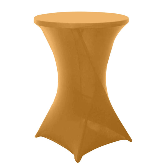 Spandex 30" Round Cocktail Table Cover Gold - Easy to Maintain Stretch Fitted Highboy Tablecloth for Stylish Events - NestOCart