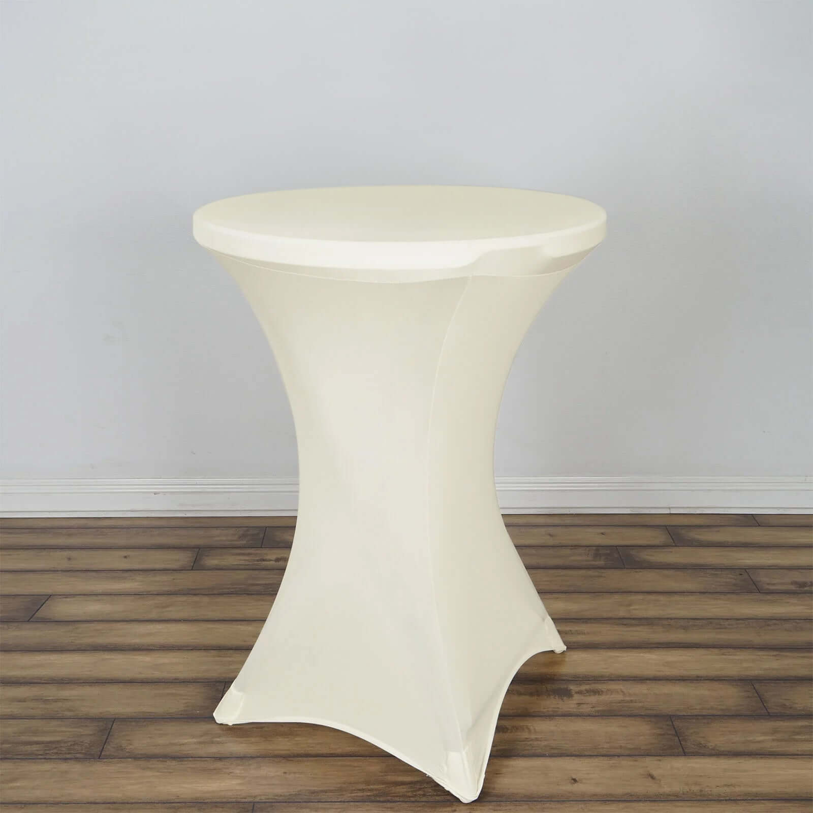 Spandex 30" Round Cocktail Table Cover Ivory - Easy to Maintain Stretch Fitted Highboy Tablecloth - NestOCart
