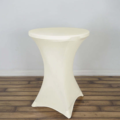 Spandex 30" Round Cocktail Table Cover Ivory - Easy to Maintain Stretch Fitted Highboy Tablecloth - NestOCart