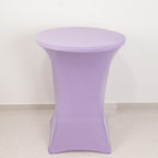 Spandex 30" Round Cocktail Table Cover Lavender Lilac - Easy to Maintain Stretch Fitted Highboy Tablecloth - Bell Racket Store