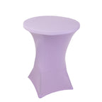 Spandex 30" Round Cocktail Table Cover Lavender Lilac - Easy to Maintain Stretch Fitted Highboy Tablecloth - Bell Racket Store