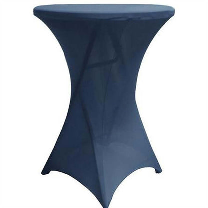 Spandex 30" Round Cocktail Table Cover Navy Blue - Easy to Maintain Stretch Fitted Highboy Tablecloth - NestOCart