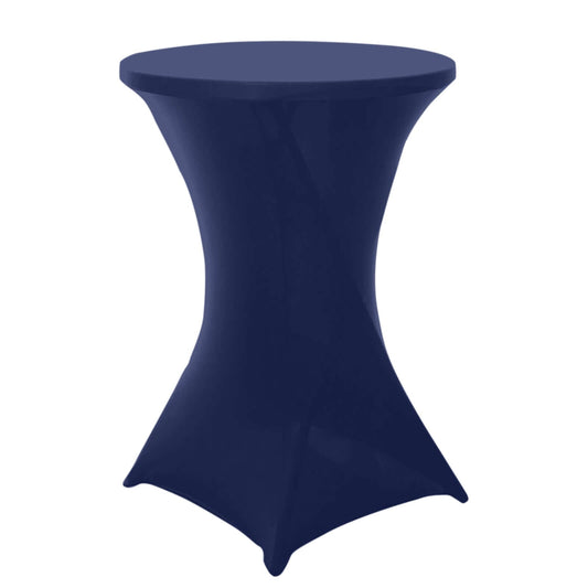 Spandex 30" Round Cocktail Table Cover Navy Blue - Easy to Maintain Stretch Fitted Highboy Tablecloth - NestOCart