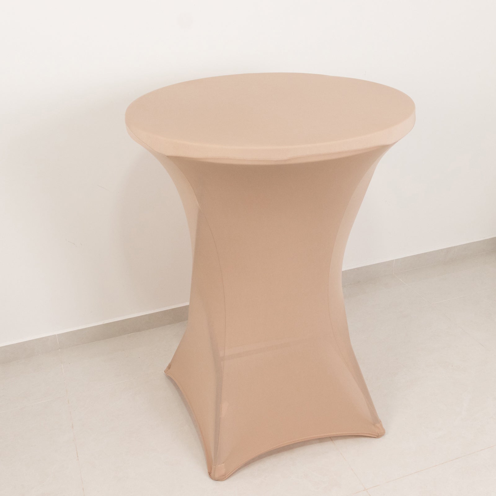 Spandex 30" Round Cocktail Table Cover Nude - Easy to Maintain Stretch Fitted Highboy Tablecloth - Bell Racket Store
