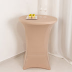Spandex 30" Round Cocktail Table Cover Nude - Easy to Maintain Stretch Fitted Highboy Tablecloth - Bell Racket Store