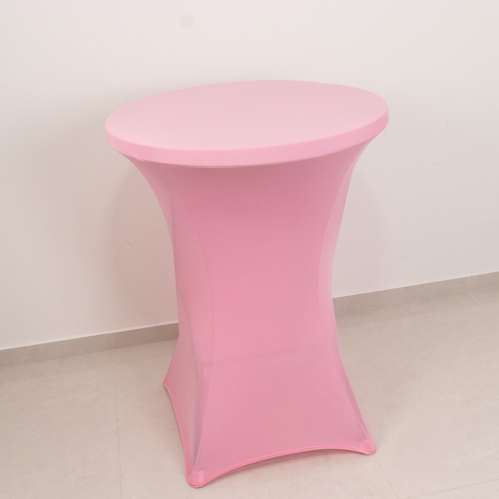 Spandex 30" Round Cocktail Table Cover Pink - Easy to Maintain Stretch Fitted Highboy Tablecloth - Bell Racket Store