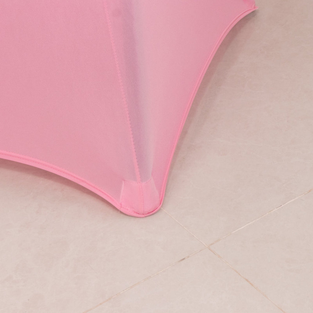 Spandex 30" Round Cocktail Table Cover Pink - Easy to Maintain Stretch Fitted Highboy Tablecloth - Bell Racket Store