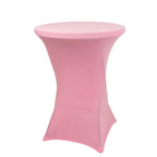 Spandex 30" Round Cocktail Table Cover Pink - Easy to Maintain Stretch Fitted Highboy Tablecloth - Bell Racket Store