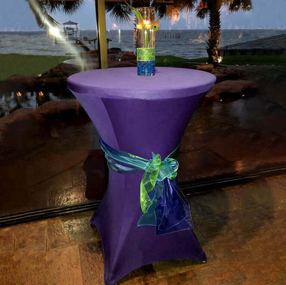 Spandex 30" Round Cocktail Table Cover Purple - Easy to Maintain Stretch Fitted Highboy Tablecloth - NestOCart