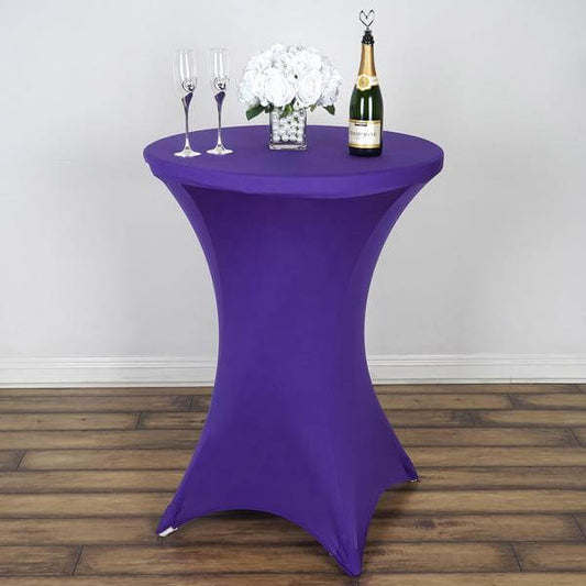 Spandex 30" Round Cocktail Table Cover Purple - Easy to Maintain Stretch Fitted Highboy Tablecloth - NestOCart