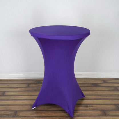 Spandex 30" Round Cocktail Table Cover Purple - Easy to Maintain Stretch Fitted Highboy Tablecloth - NestOCart