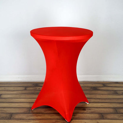 Spandex 30" Round Cocktail Table Cover Red - Easy to Maintain Stretch Fitted Highboy Tablecloth - NestOCart