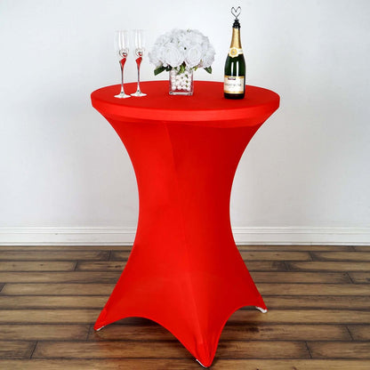 Spandex 30" Round Cocktail Table Cover Red - Easy to Maintain Stretch Fitted Highboy Tablecloth - NestOCart