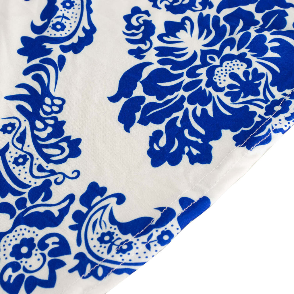 Spandex 30" Round Cocktail Table Cover Royal Blue Damask Highboy Tables - Easy to Maintain Stretch Fitted Tablecloth - Bell Racket Store