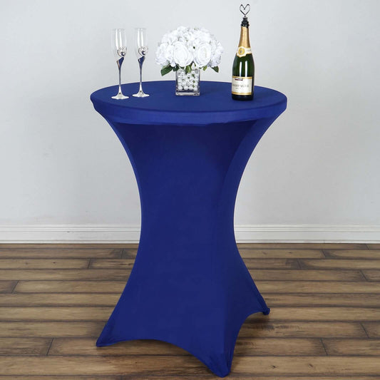 Spandex 30" Round Cocktail Table Cover Royal Blue - Easy to Maintain Stretch Fitted Highboy Tablecloth - NestOCart