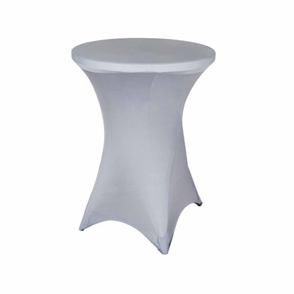 Spandex 30" Round Cocktail Table Cover Silver - Easy to Maintain Stretch Fitted Highboy Tablecloth - NestOCart