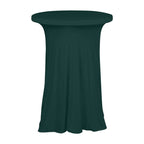 Spandex 30" Round Cocktail Table Cover Skirt Hunter Emerald Green With Natural Wavy Drapes - Bell Racket Store
