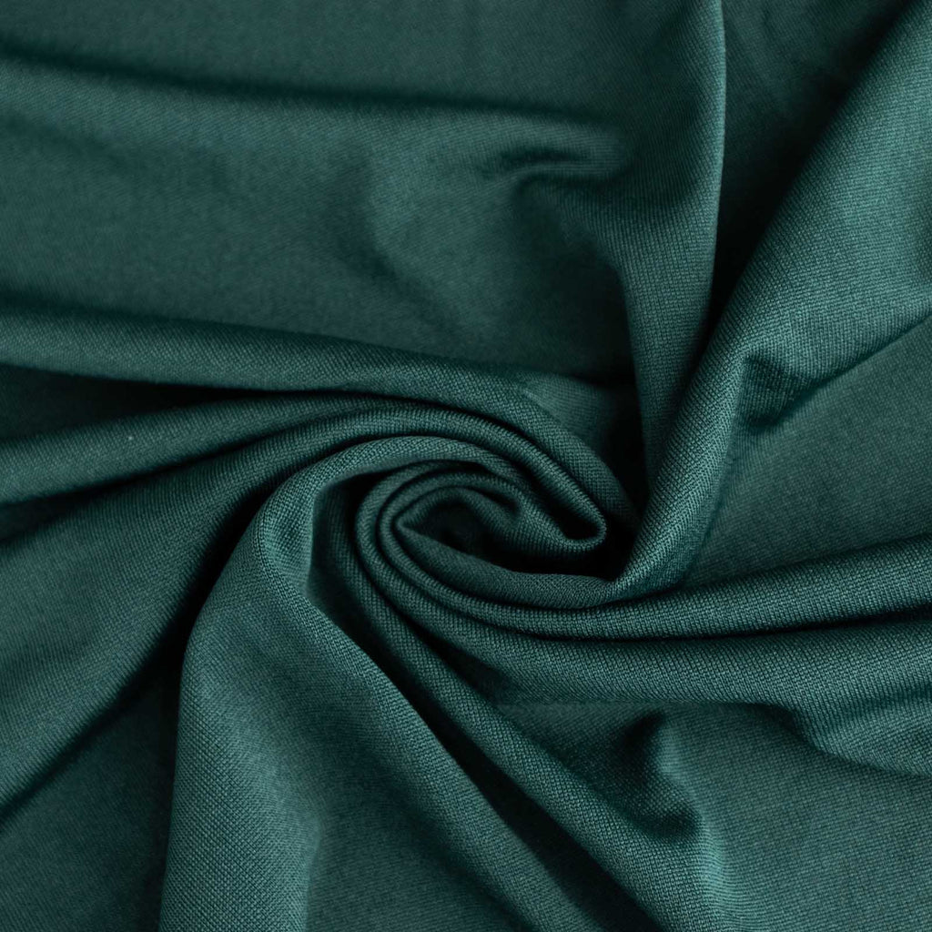 Spandex 30" Round Cocktail Table Cover Skirt Hunter Emerald Green With Natural Wavy Drapes - Bell Racket Store