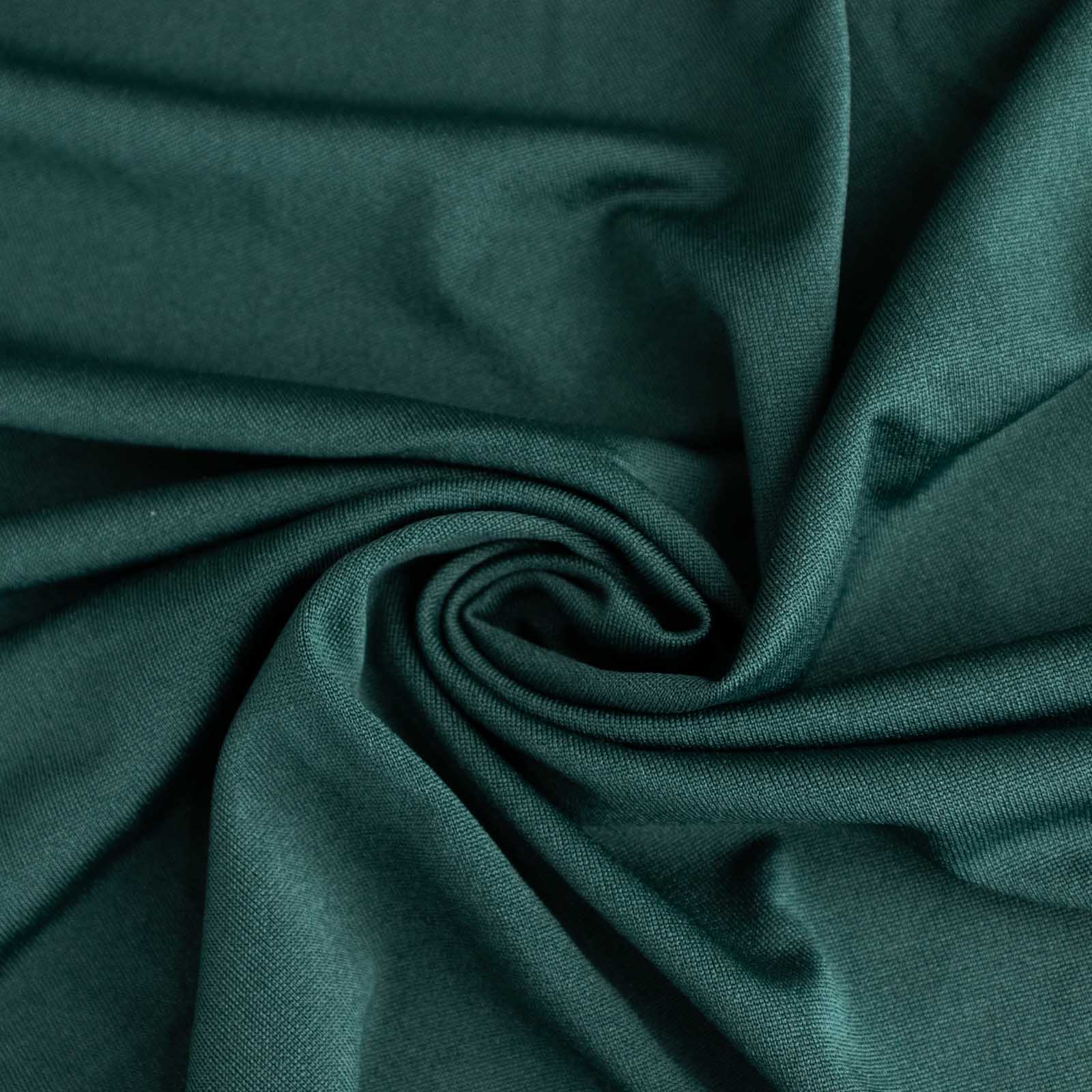 Spandex 30" Round Cocktail Table Cover Skirt Hunter Emerald Green With Natural Wavy Drapes - Bell Racket Store