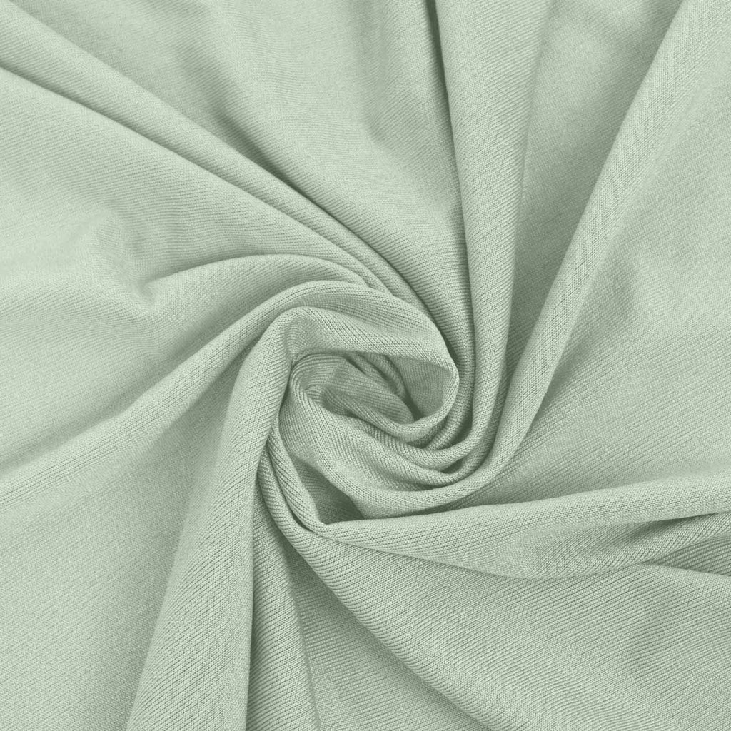 Spandex 30" Round Cocktail Table Cover Skirt Sage Green With Natural Wavy Drapes - Bell Racket Store