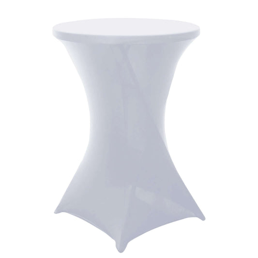 Spandex 30" Round Cocktail Table Cover White - Easy to Maintain Stretch Fitted Highboy Tablecloth for Stylish Events - NestOCart