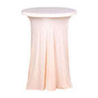 Spandex 30" Round Cocktail Table Cover Skirt Blush With Natural Wavy Drapes