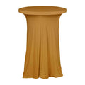 Spandex 30" Round Cocktail Table Cover Skirt Gold With Natural Wavy Drapes