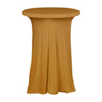Spandex 30" Round Cocktail Table Cover Skirt Gold With Natural Wavy Drapes