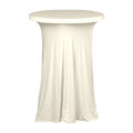 Spandex 30" Round Cocktail Table Cover Skirt Ivory With Natural Wavy Drapes